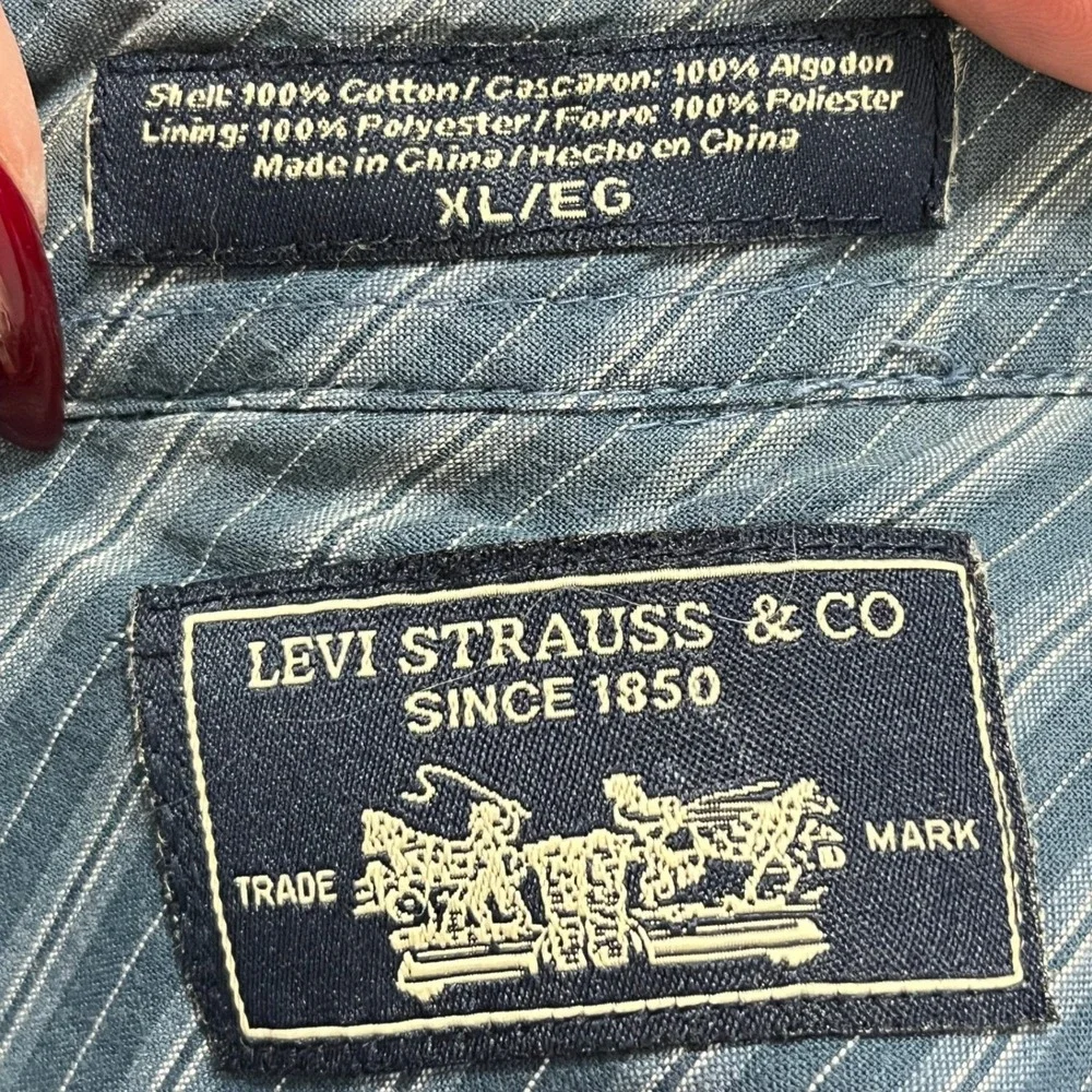 Levi Strauss Quilted Denim Shirt Jacket‎ Shacket Workwear Blue XL Mens - Picture 2 of 10